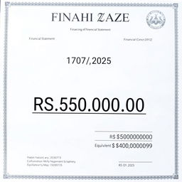 An official financial document showcasing a date of 17/01/2025, with an amount of RS 5,550,000