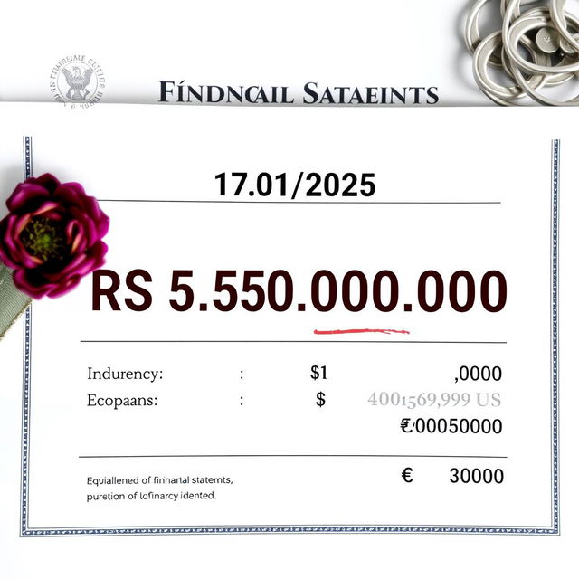 An official financial document showcasing a date of 17/01/2025, with an amount of RS 5,550,000