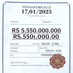 An official financial document showcasing a date of 17/01/2025, with an amount of RS 5,550,000