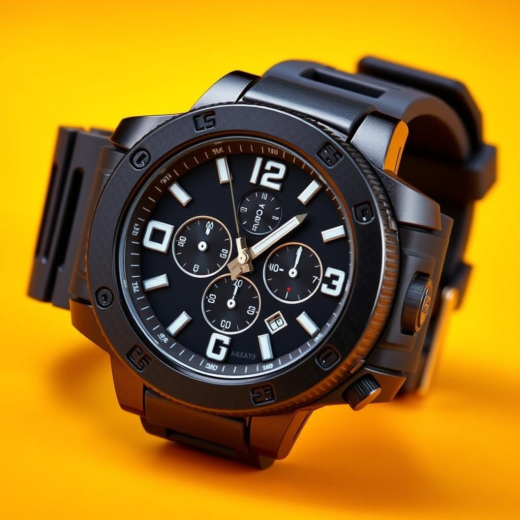 A stylish DLC (Diamond-Like Carbon) coated sports watch featuring a modern and sleek design