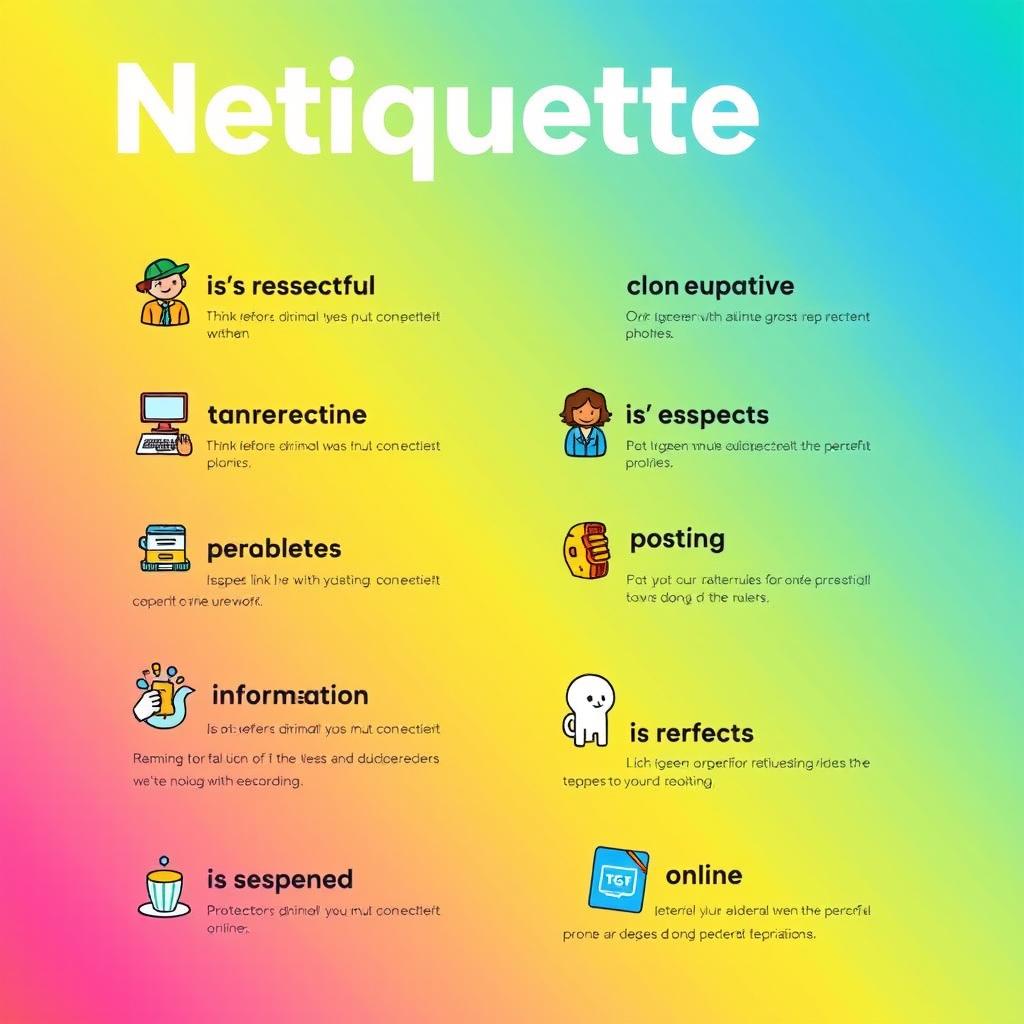 A visually appealing poster illustrating the ten core rules of netiquette