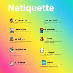 A visually appealing poster illustrating the ten core rules of netiquette