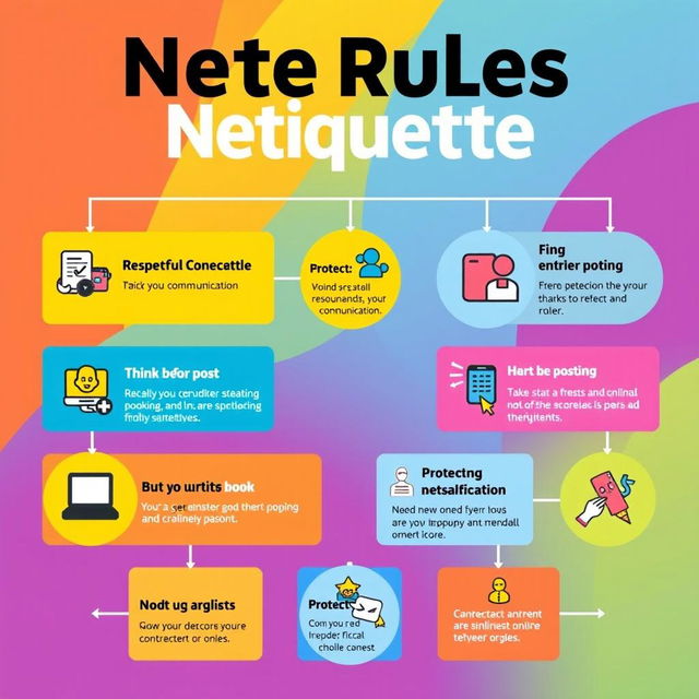 A visually appealing poster illustrating the ten core rules of netiquette