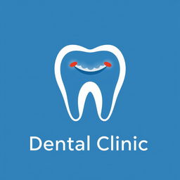 A modern logo for a dental clinic featuring a stylized tooth icon, incorporating a friendly smile to convey a welcoming vibe