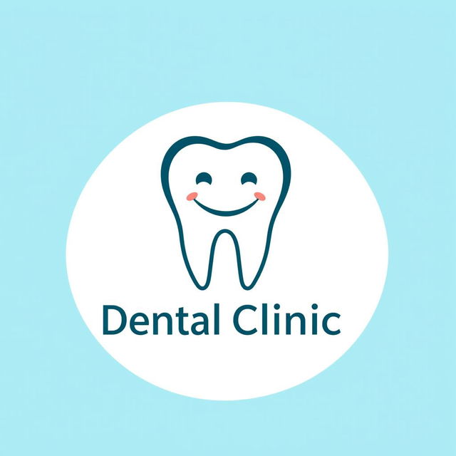A modern logo for a dental clinic featuring a stylized tooth icon, incorporating a friendly smile to convey a welcoming vibe
