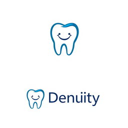 A modern logo for a dental clinic featuring a stylized tooth icon, incorporating a friendly smile to convey a welcoming vibe