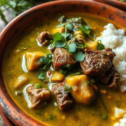 A vibrant and colorful bowl of Romazava, a traditional Malagasy dish