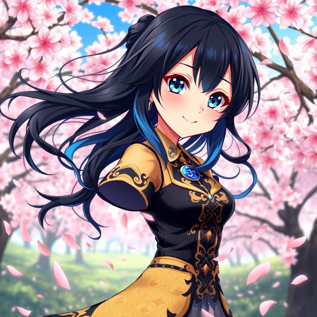 A stunning portrait of Mikako Komatsu in a vibrant and colorful anime style