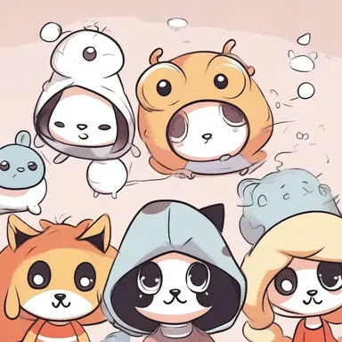 The characters in the comics were drawn adorably, with big round eyes and tiny noses.