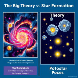 A visually engaging poster that compares the Big Bang Theory and the Star Formation Theory