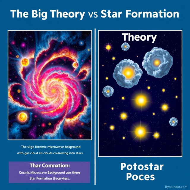 A visually engaging poster that compares the Big Bang Theory and the Star Formation Theory