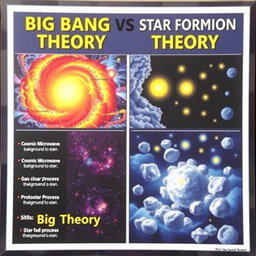A visually engaging poster that compares the Big Bang Theory and the Star Formation Theory