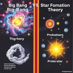 A visually engaging poster that compares the Big Bang Theory and the Star Formation Theory