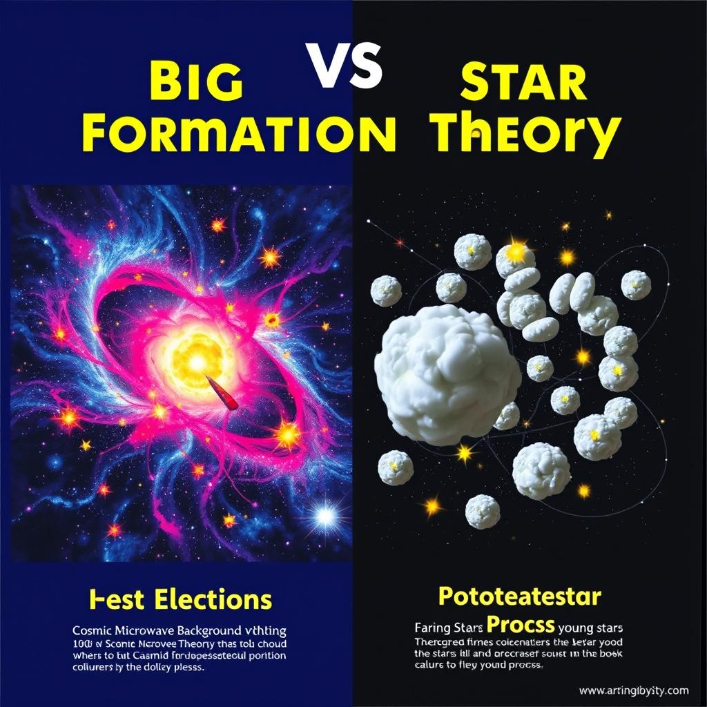 A visually engaging poster that compares the Big Bang Theory and the Star Formation Theory