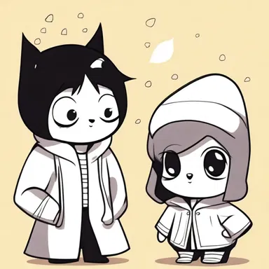 The characters in the comics were drawn adorably, with big round eyes and tiny noses.