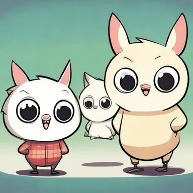 The characters in the comics were drawn adorably, with big round eyes and tiny noses.