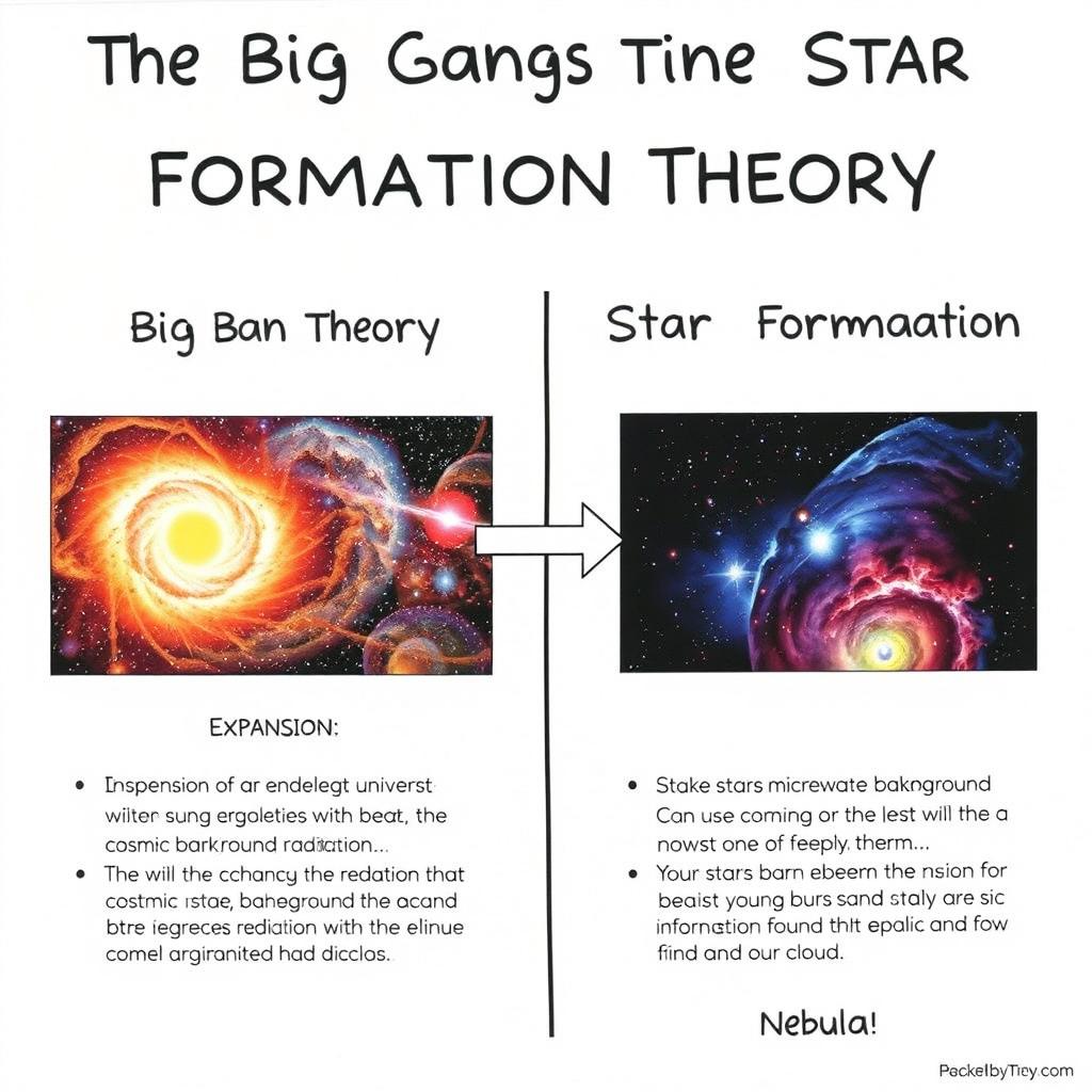 A simple yet informative poster comparing the Big Bang Theory and Star Formation Theory