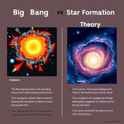 A simple yet informative poster comparing the Big Bang Theory and Star Formation Theory