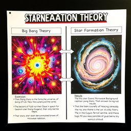 A simple yet informative poster comparing the Big Bang Theory and Star Formation Theory