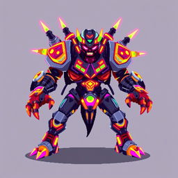 A pixel art enemy asset designed for a cyberpunk-themed game