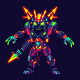 A pixel art enemy asset designed for a cyberpunk-themed game