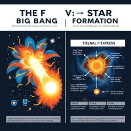 A simple and informative poster design that visually compares the Big Bang Theory and Star Formation Theory