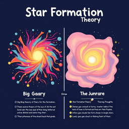 A visually engaging and simple to draw poster comparing the Big Bang Theory and Star Formation Theory