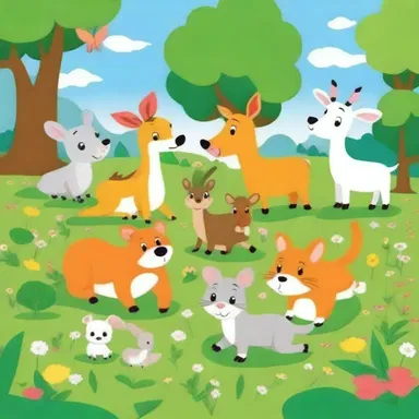 The children's cartoons depicted the animals frolicking adorably in the meadow.