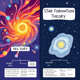 A visually engaging and simple to draw poster comparing the Big Bang Theory and Star Formation Theory