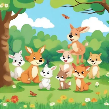 The children's cartoons depicted the animals frolicking adorably in the meadow.