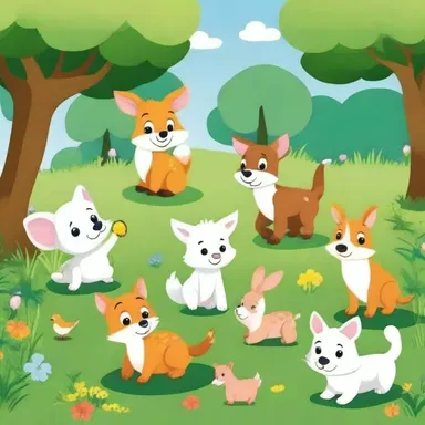 The children's cartoons depicted the animals frolicking adorably in the meadow.