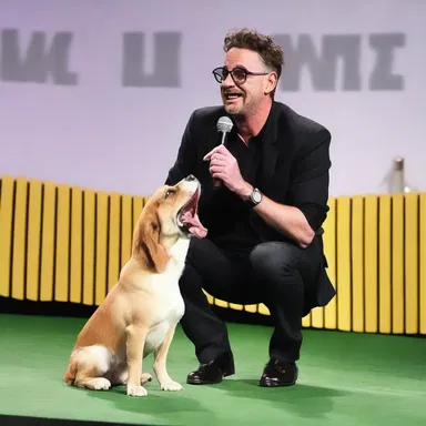 The comedian told a joke about a puppy that was doing tricks adorably, bringing laughter to the audience.