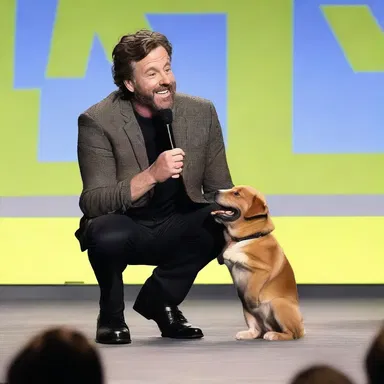The comedian told a joke about a puppy that was doing tricks adorably, bringing laughter to the audience.