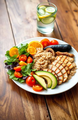 A colorful and vibrant depiction of a well-balanced healthy meal