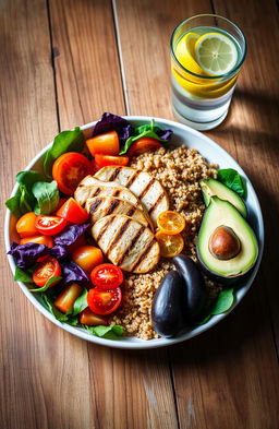 A colorful and vibrant depiction of a well-balanced healthy meal