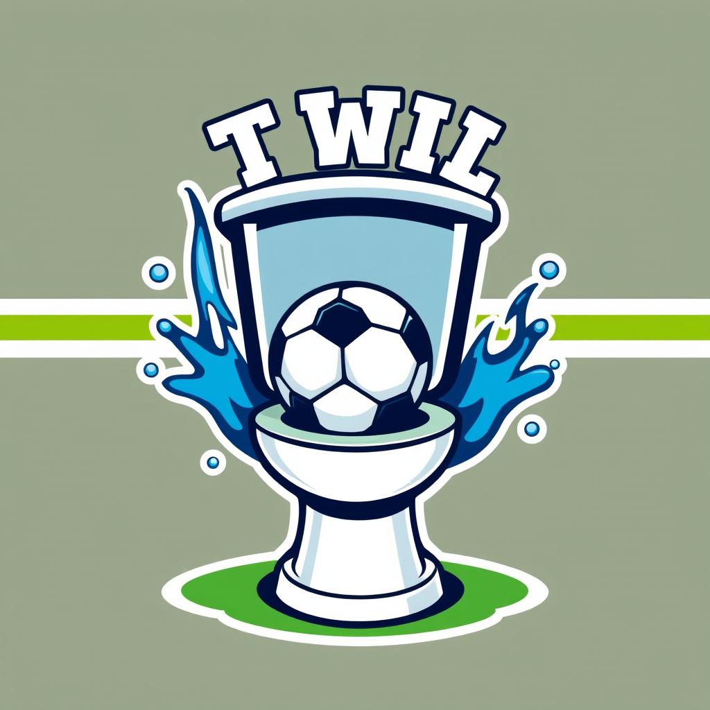 A creative and humorous football team logo featuring a stylized toilet as the central element