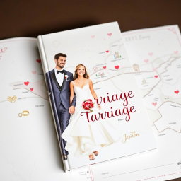 A beautifully designed book cover about marriage featuring a whimsical map as the background