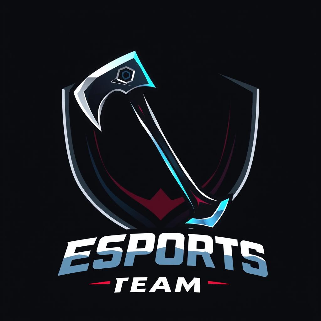 A bold and dynamic esports player logo featuring a stylized axe as the central element