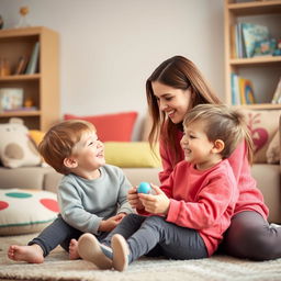 A warm and loving scene of a sister and brother spending time together in a cozy living room