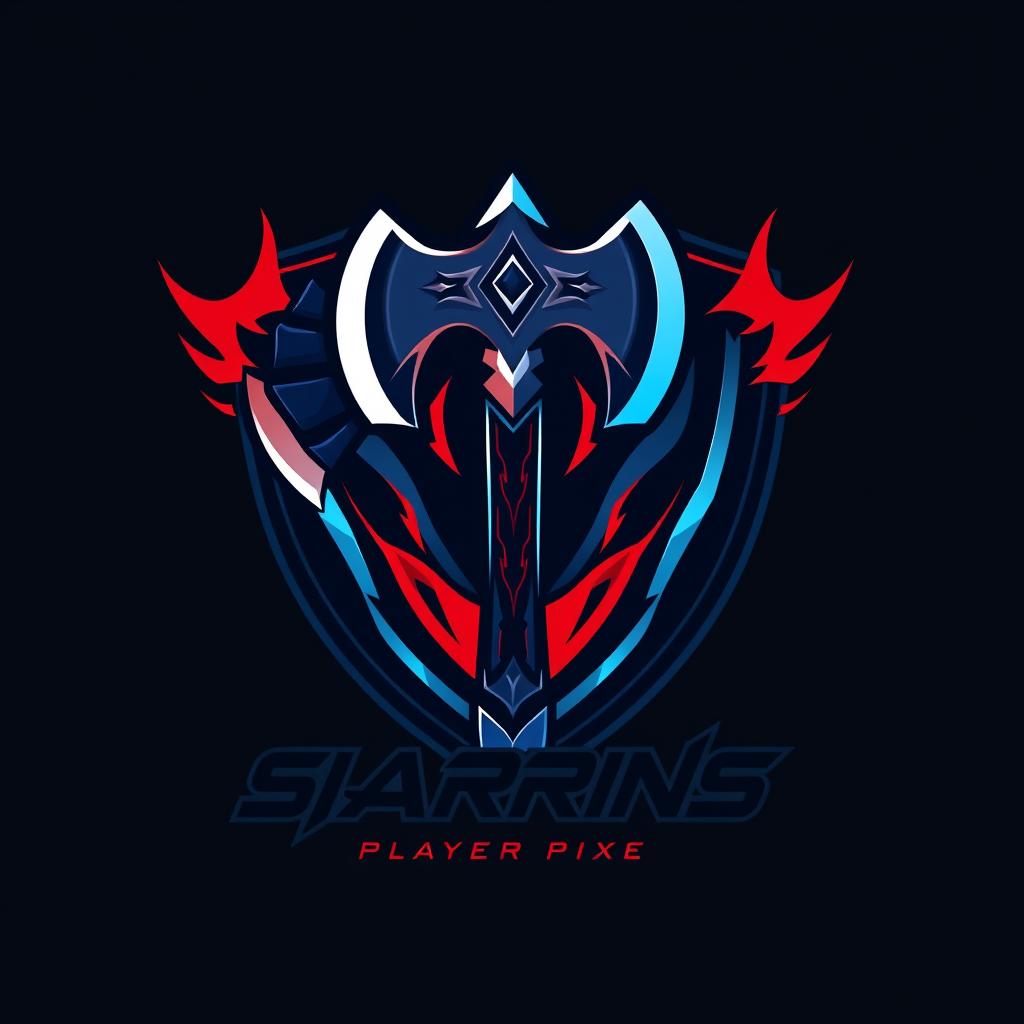 A bold and dynamic esports player logo featuring a stylized axe as the central element