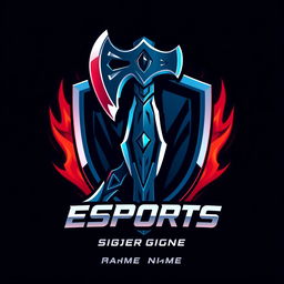 A bold and dynamic esports player logo featuring a stylized axe as the central element