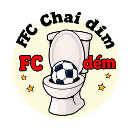 A creative and humorous football club logo for 'FC Chai dìm', incorporating the theme of a toilet with a football inside it