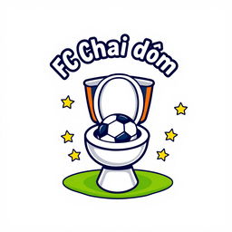A creative and humorous football club logo for 'FC Chai dìm', incorporating the theme of a toilet with a football inside it