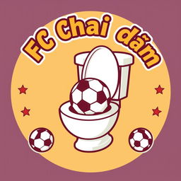 A creative and humorous football club logo for 'FC Chai dìm', incorporating the theme of a toilet with a football inside it