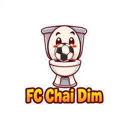 A whimsical 2D logo for 'FC Chai Dim', featuring a cheerful toilet with a football inside the bowl