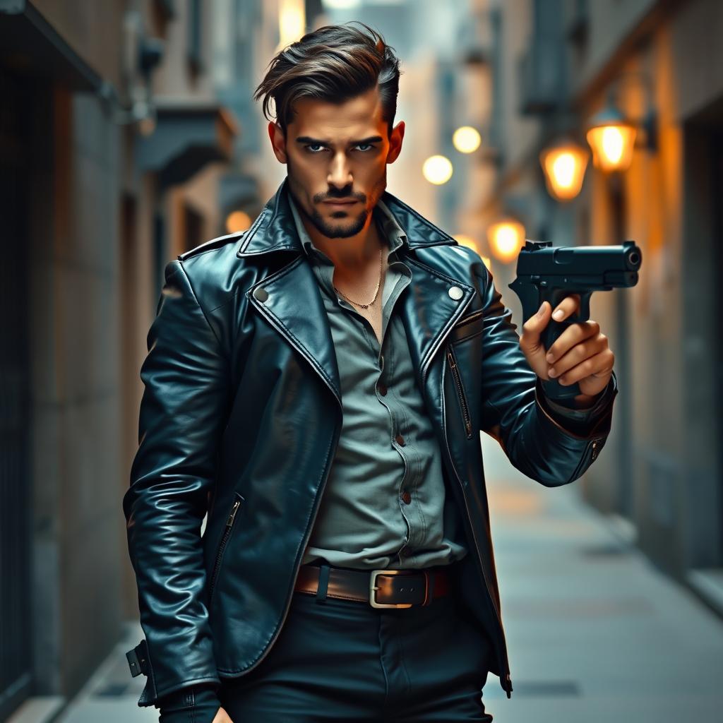 A modern reinterpretation of Laertes, the character from Shakespeare's "Hamlet," preparing for revenge
