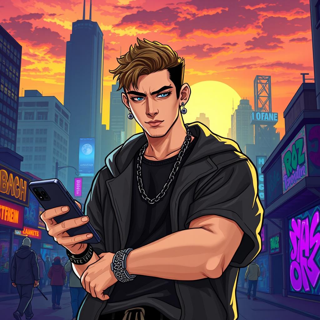 A modern reinterpretation of Laertes from Shakespeare's Hamlet, set in a contemporary urban environment