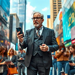 A modern interpretation of Polonius, a character from Shakespeare's Hamlet, set in the year 2025