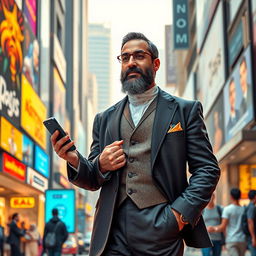 A modern interpretation of Polonius as an Iranian man in 2025, dressed in contemporary Iranian clothing, such as a tailored suit with Persian motifs