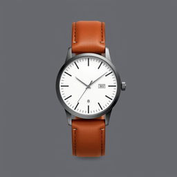 A minimalistic analog watch design featuring either a leather or stainless steel strap